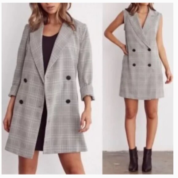 VETTA Women's Large The Blazer Convertible 5 in 1 Black White Jacket Vest Dress - Picture 1 of 8